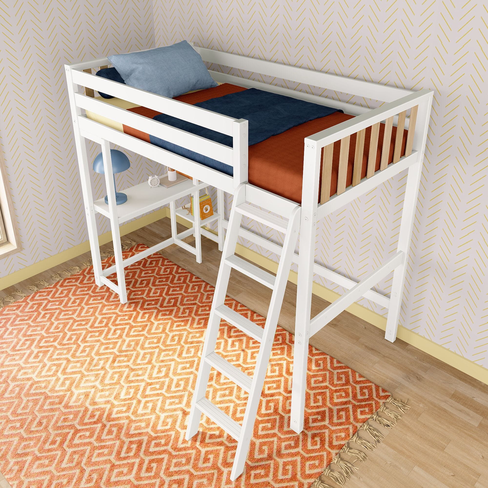 Max and Lily Scandinavian Twin Loft Bed With Desk & Bookcase - Image 19