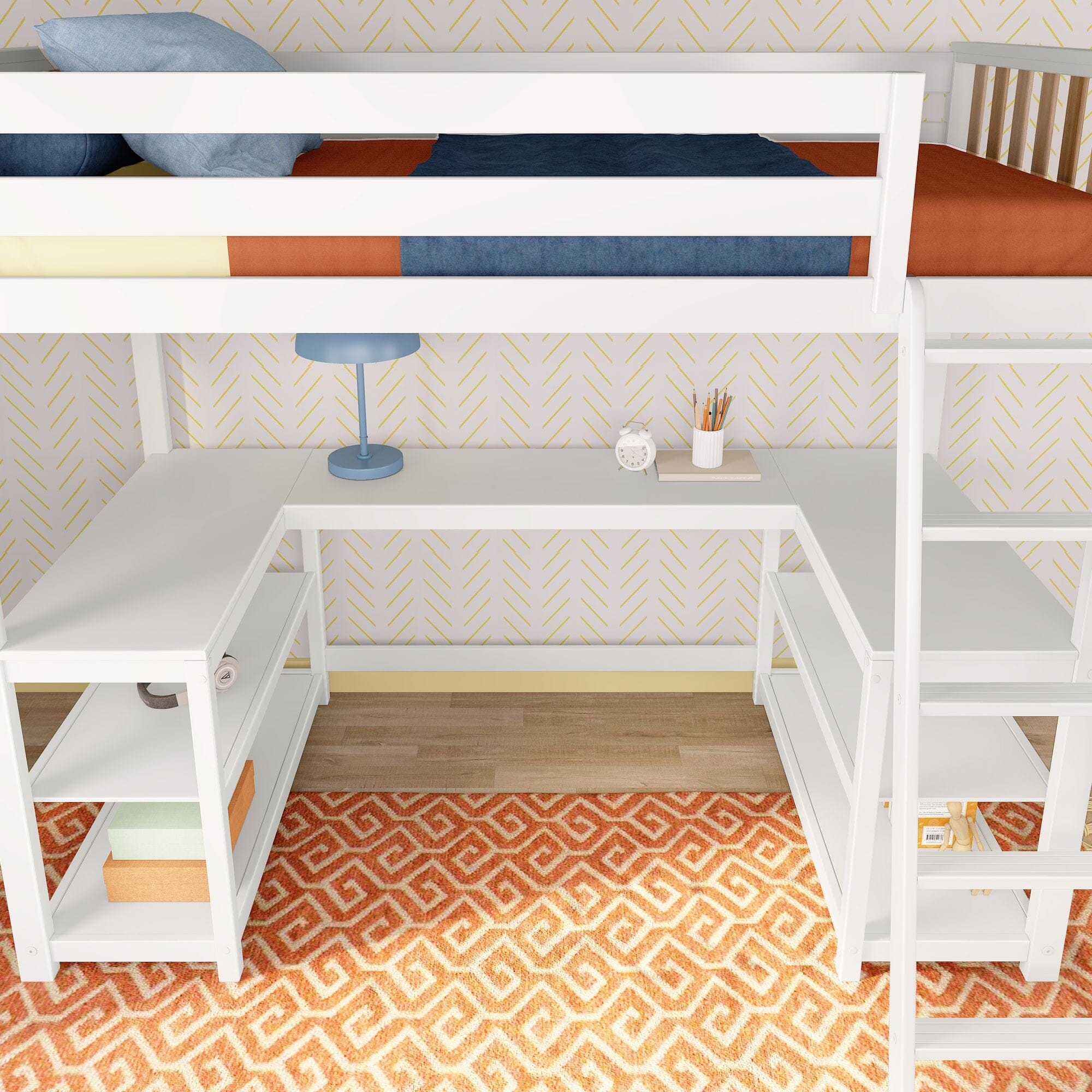 Max and Lily Scandinavian Twin Loft Bed With Wraparound Desk & Shelves - Image 17