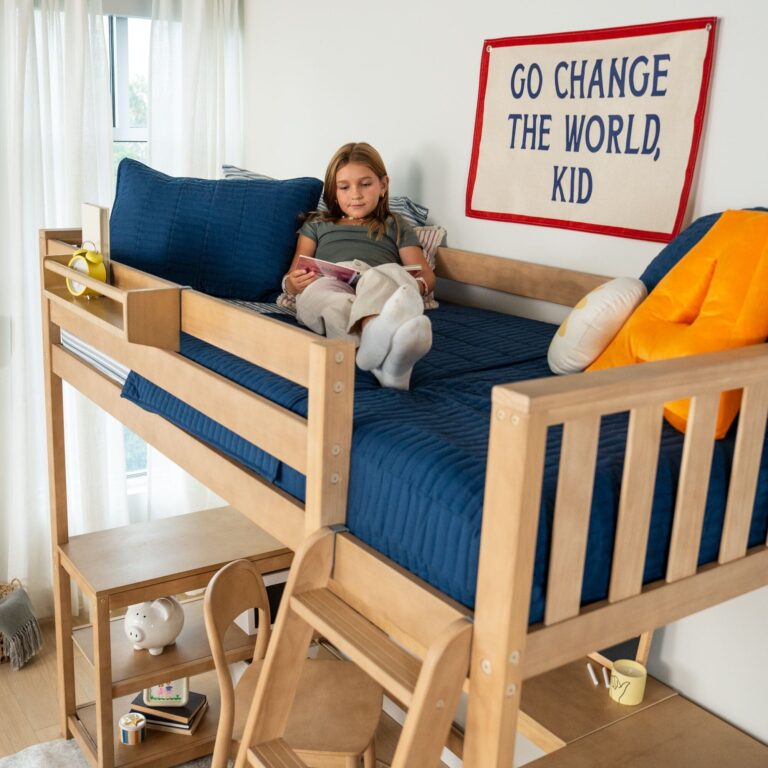 Max and Lily Scandinavian Twin Loft Bed With Wraparound Desk & Shelves - Thumbnail Image 7