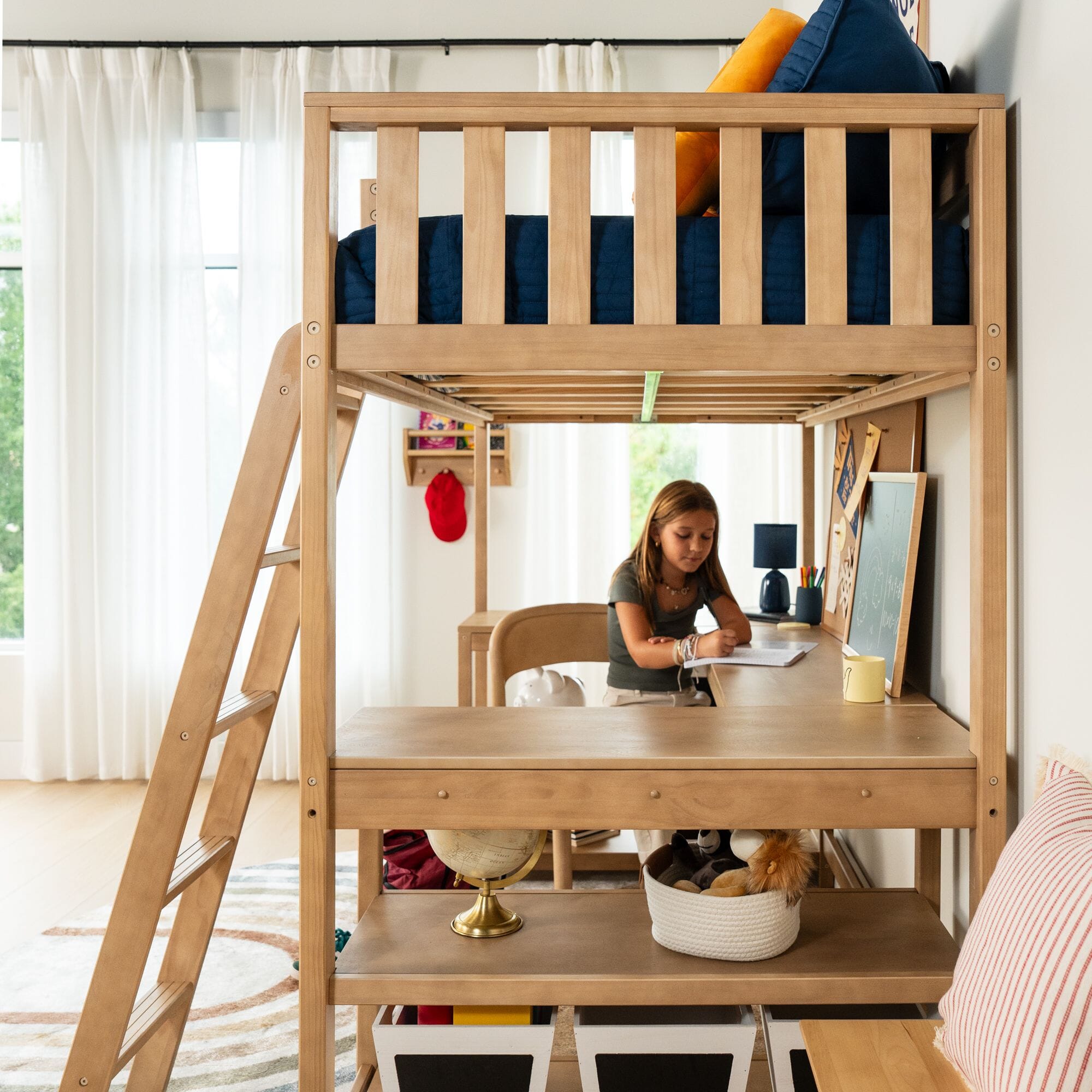 Max and Lily Scandinavian Twin Loft Bed With Wraparound Desk & Shelves - Image 8