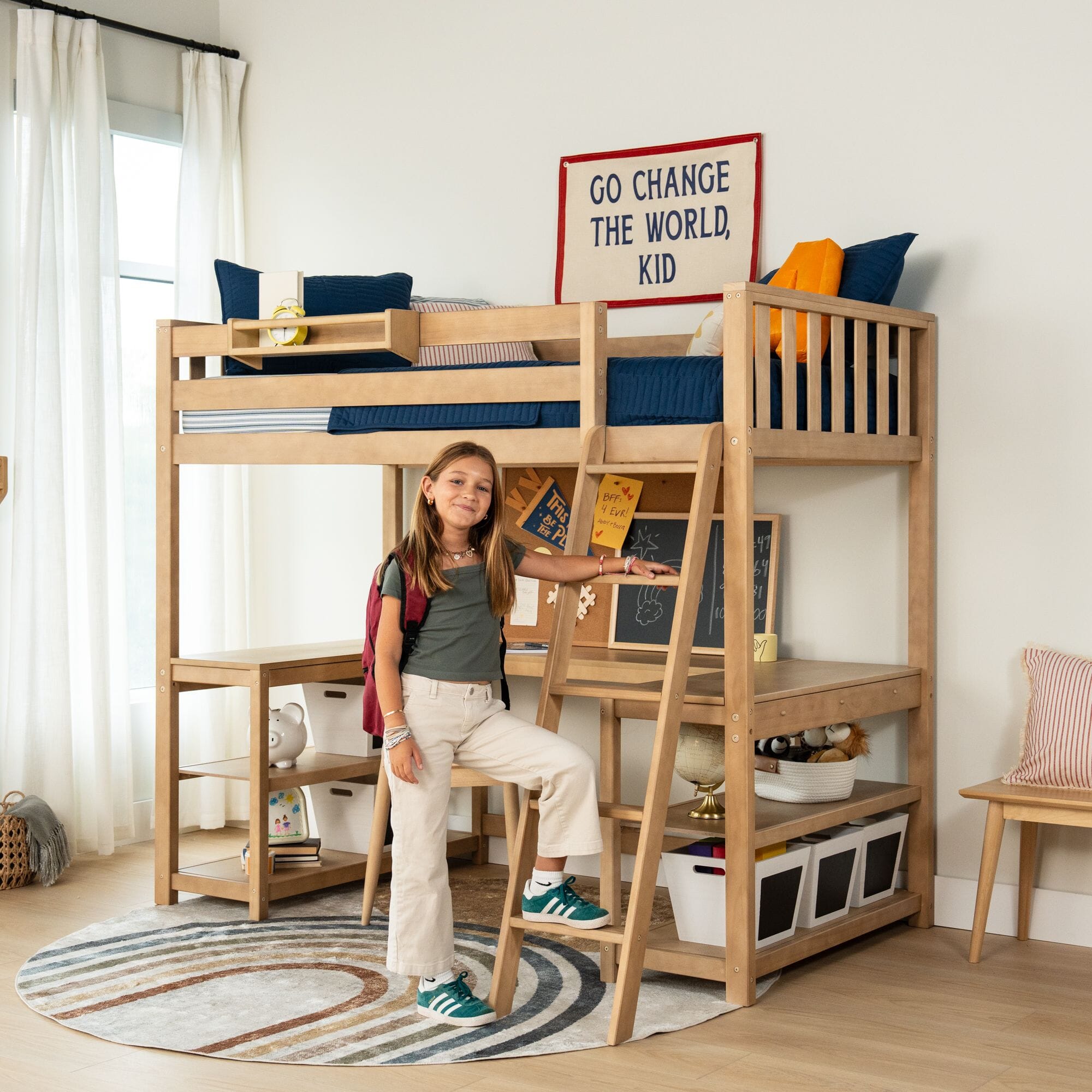 Max and Lily Scandinavian Twin Loft Bed With Wraparound Desk & Shelves - Image 9