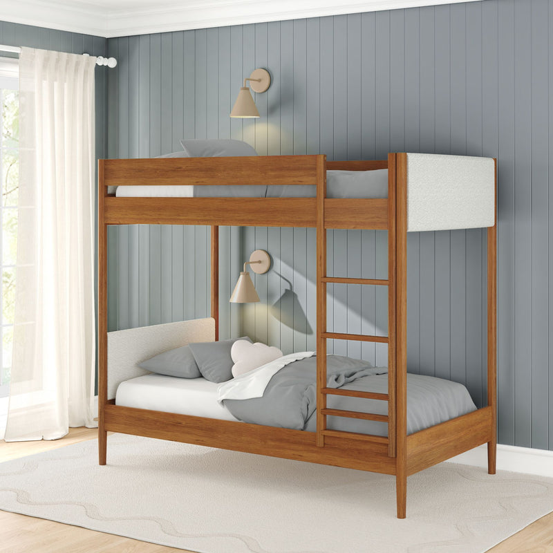 Max and Lily Hudson Upholstered Twin Over Twin Bunk Bed