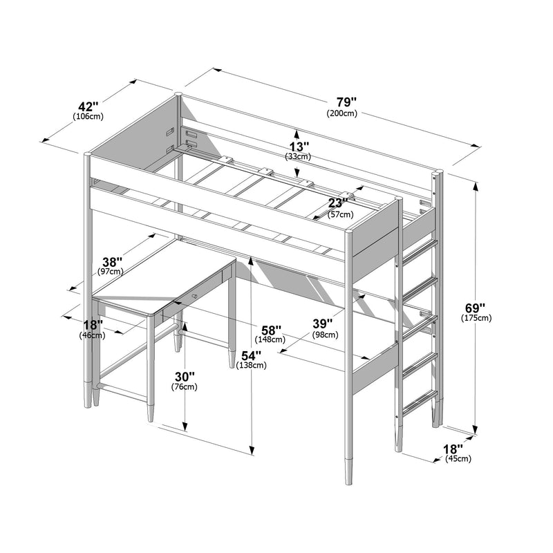 Max and Lily Hudson Twin Loft Bed With Desk - Image 8