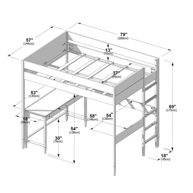 Max and Lily Hudson Full Loft Bed With Desk - Thumbnail Image 8