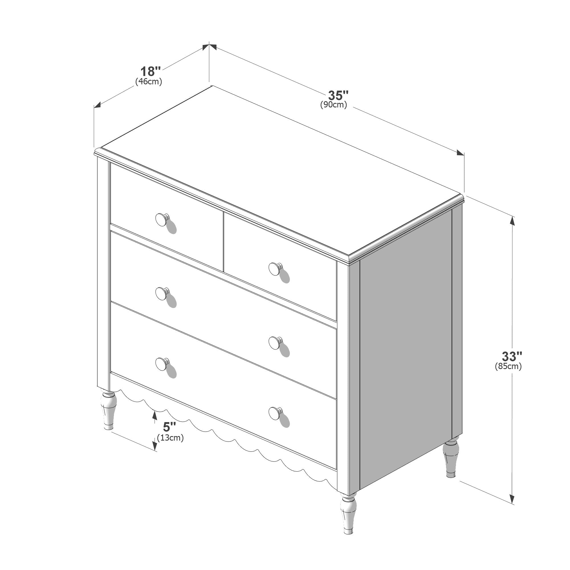 Max and Lily Charlotte 4-Drawer Dresser - Image 26