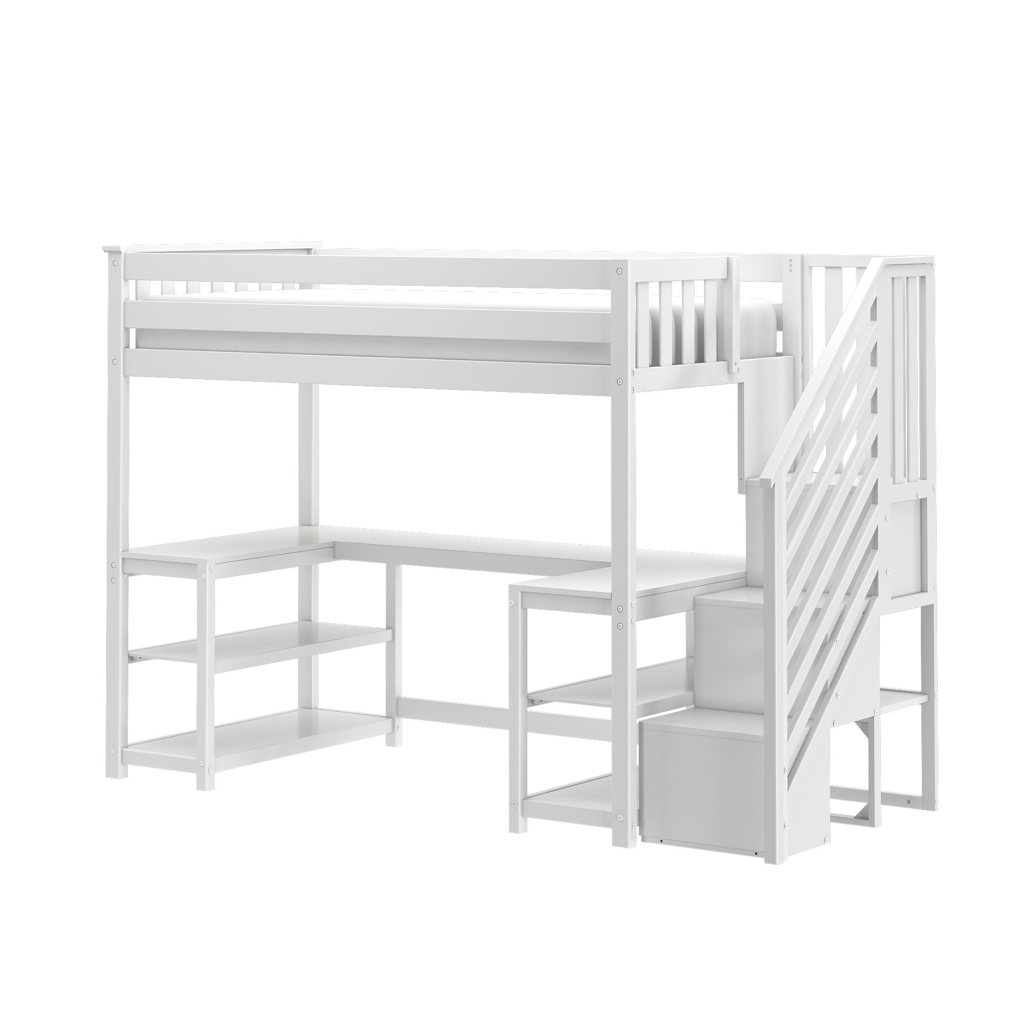 Max and Lily Twin Loft Bed With Wraparound Desk & Stairs - Image 4