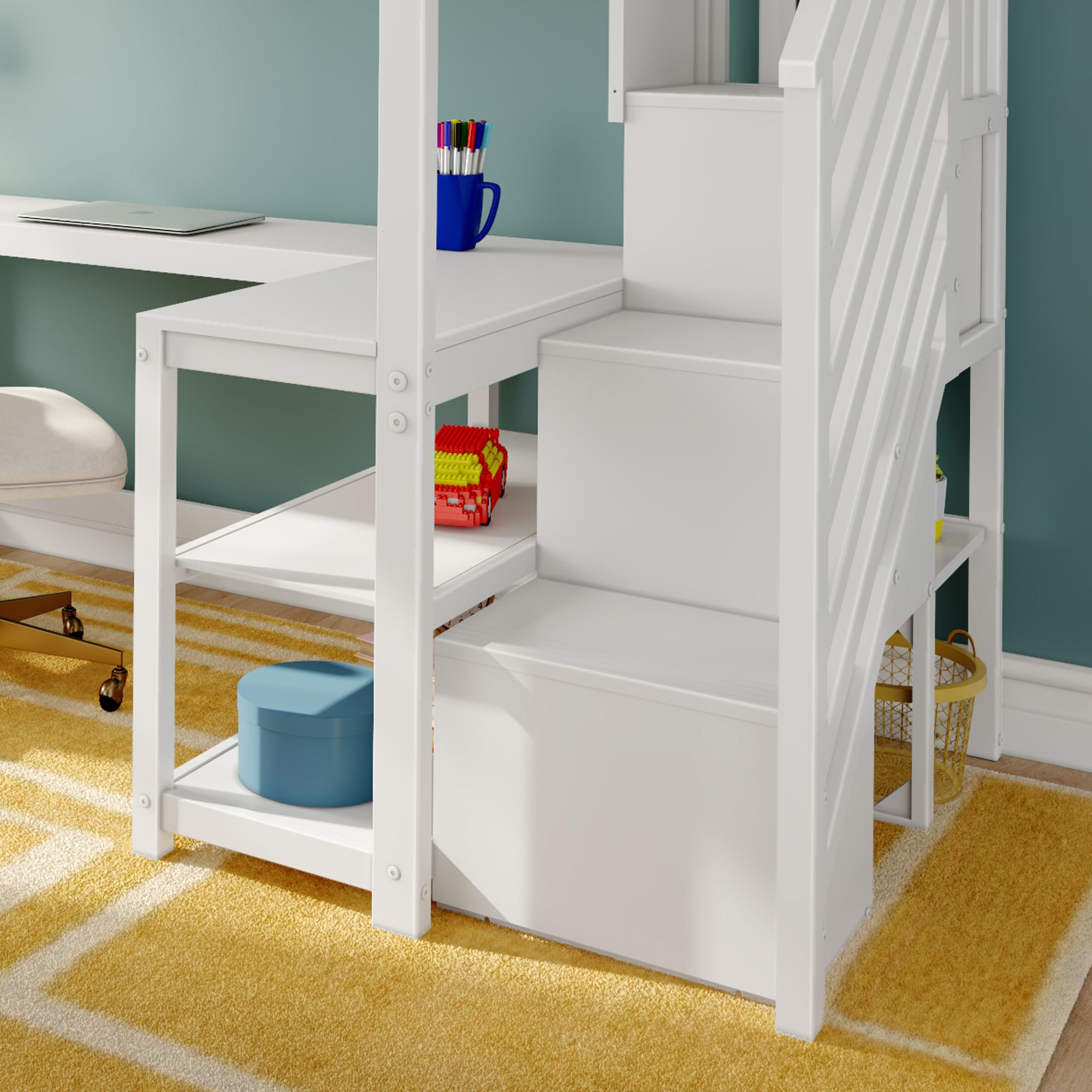 Max and Lily Twin Loft Bed With Wraparound Desk & Stairs - Image 6