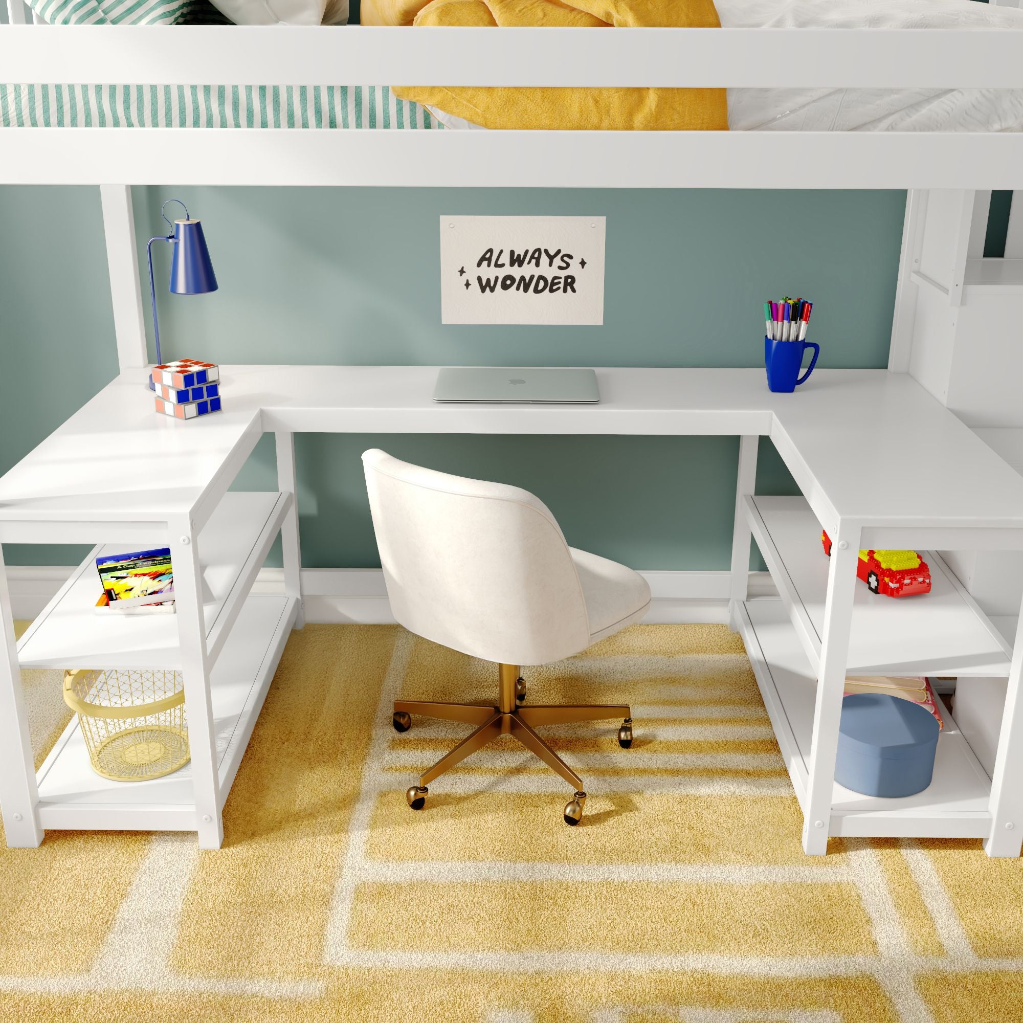 Max and Lily Twin Loft Bed With Wraparound Desk & Stairs - Image 8
