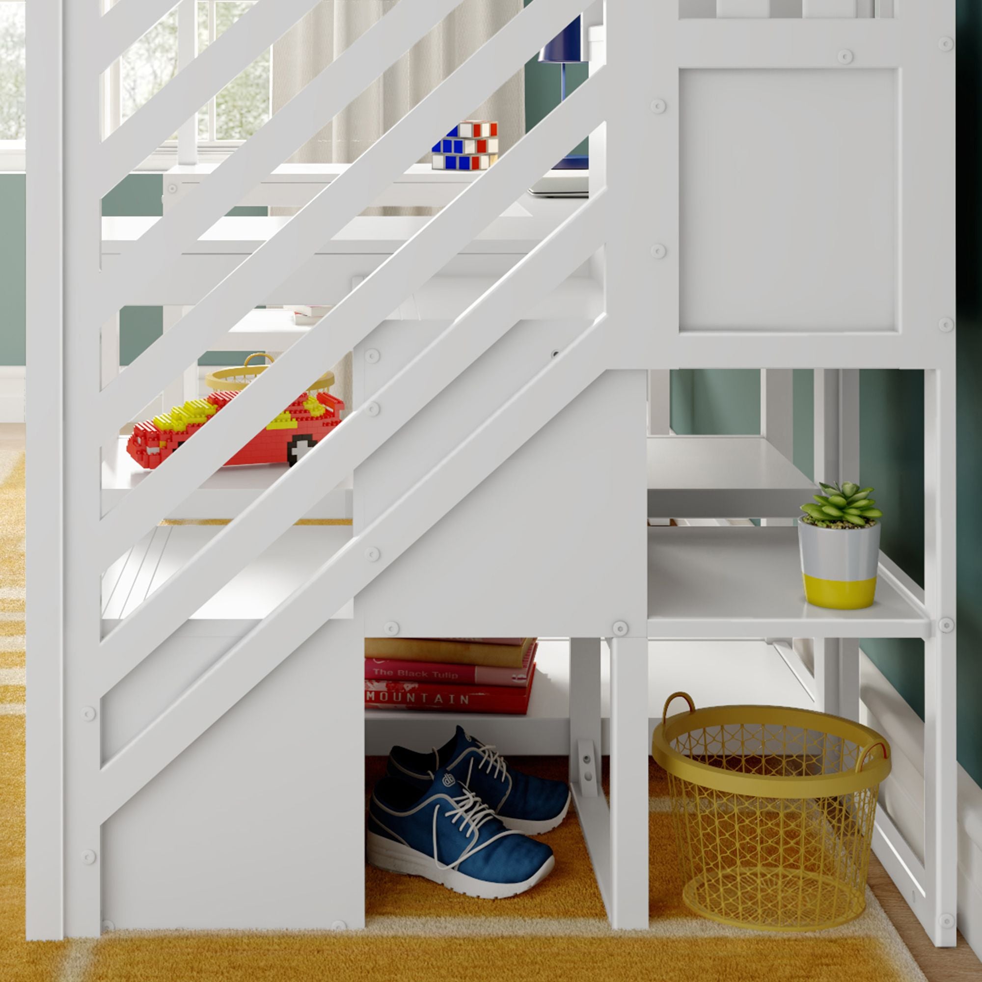Max and Lily Twin Loft Bed With Wraparound Desk & Stairs - Image 9