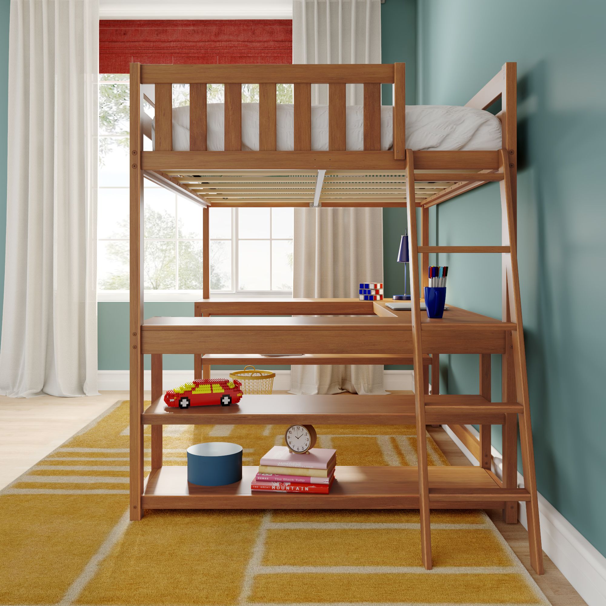 Max and Lily Full Loft Bed With Wraparound Desk & Ladder On End - Image 20