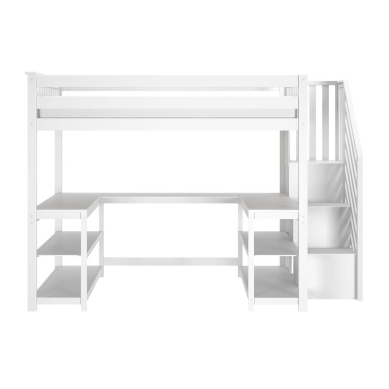 Max and Lily Full Loft Bed With Wraparound Desk & Stairs - Thumbnail Image 5