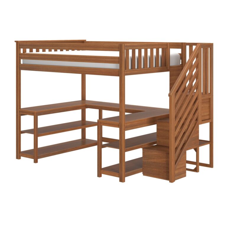 Max and Lily Full Loft Bed With Wraparound Desk & Stairs - Thumbnail Image 18