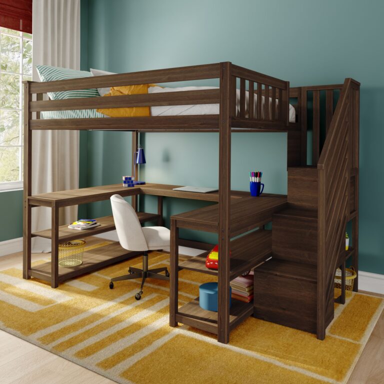 Max and Lily Full Loft Bed With Wraparound Desk & Stairs - Thumbnail Image 30