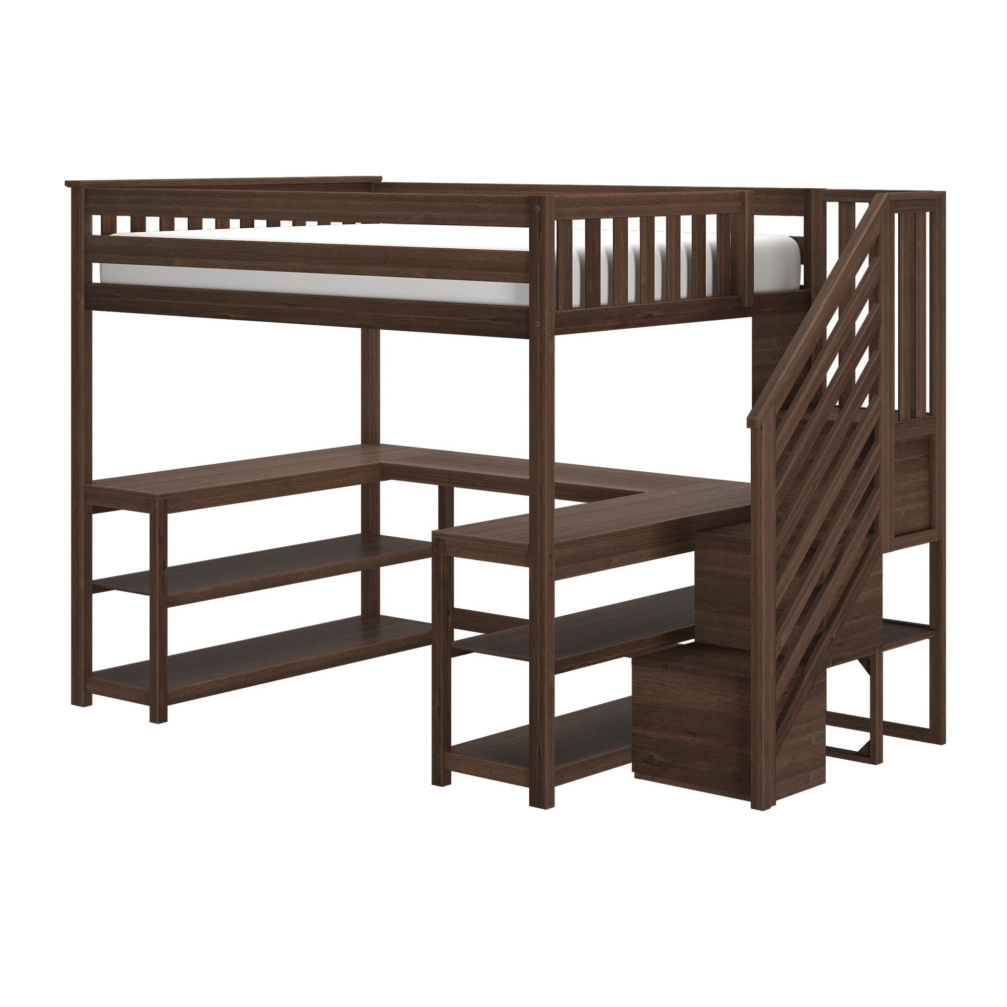 Max and Lily Full Loft Bed With Wraparound Desk & Stairs - Image 32