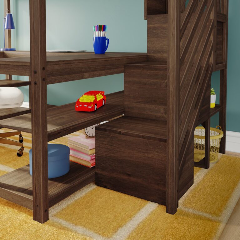 Max and Lily Full Loft Bed With Wraparound Desk & Stairs - Thumbnail Image 34
