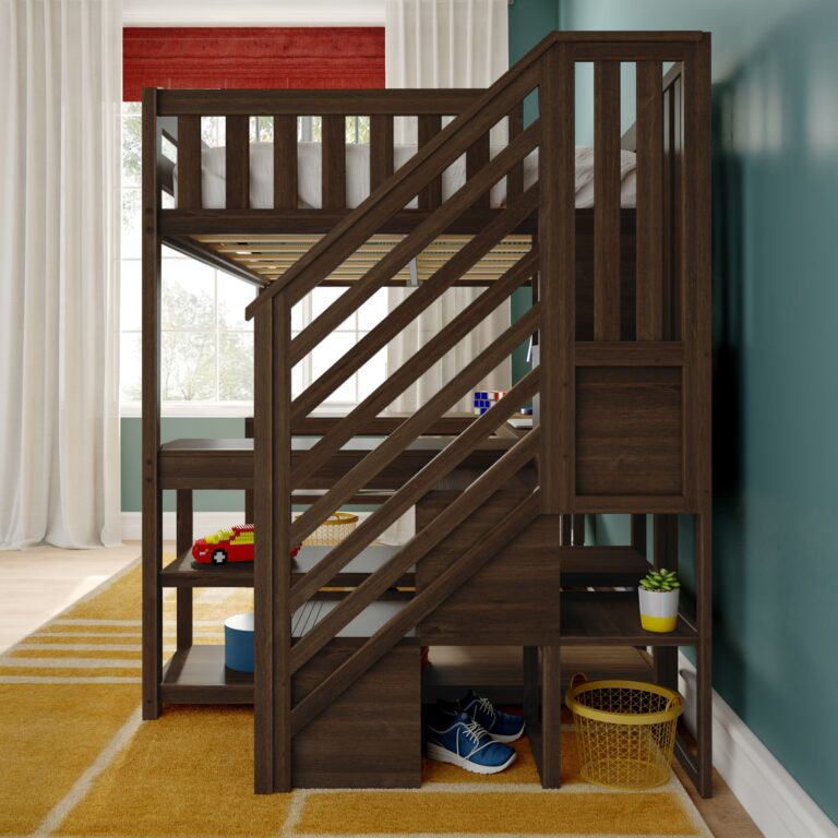 Max and Lily Full Loft Bed With Wraparound Desk & Stairs - Thumbnail Image 35