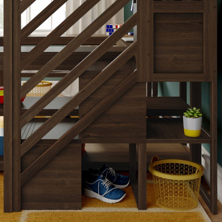 Max and Lily Full Loft Bed With Wraparound Desk & Stairs - Thumbnail Image 37